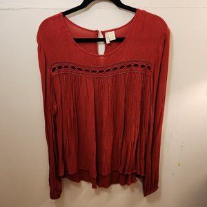 Japna - Peasant Blouse - Rust Orange - XL